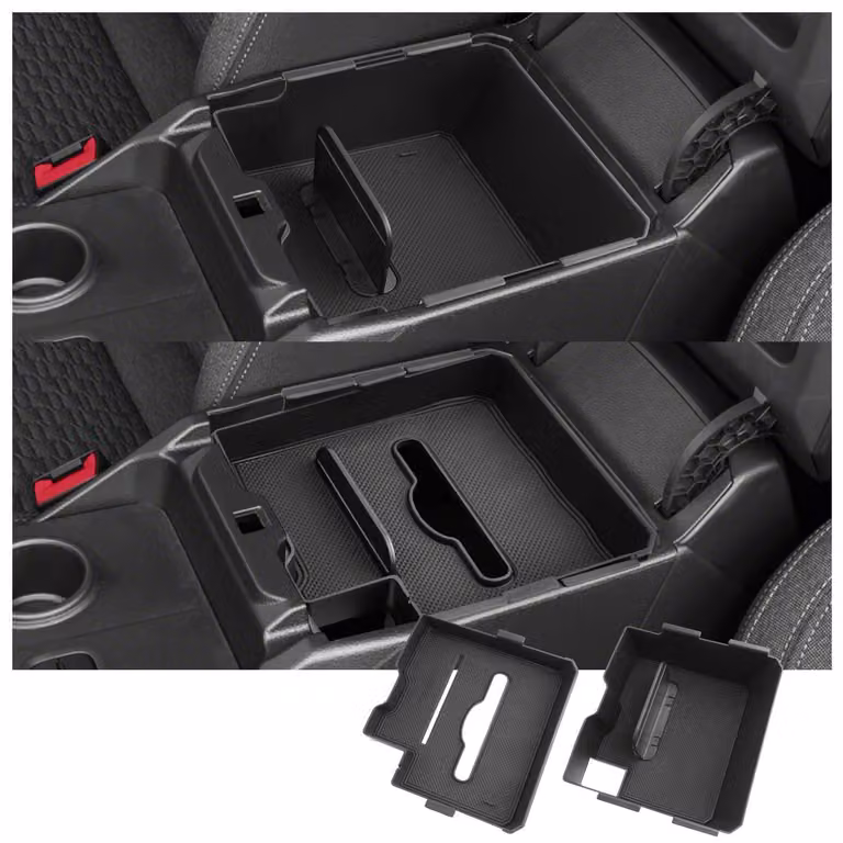 Contenitore portaoggetti per la console centrale del Ford Ranger T9 dal 2023 al 2025 (con freno elettronico), confezione da 2 pezzi, materiale: ABS
