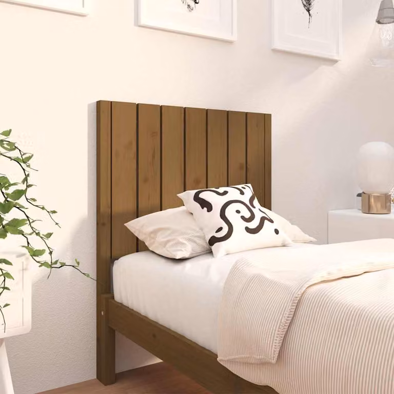 Testiera per letto vidaXL in legno massello di pino, colore marrone, L 80,5 cm x P 4 cm x H 100 cm