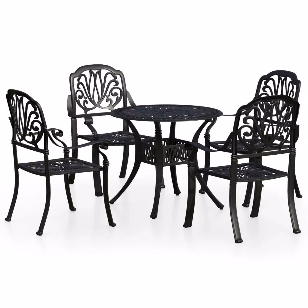 Set da Bistrot vidaXL in Alluminio Verniciato a Polvere Nero Opaco per Giardino – 2