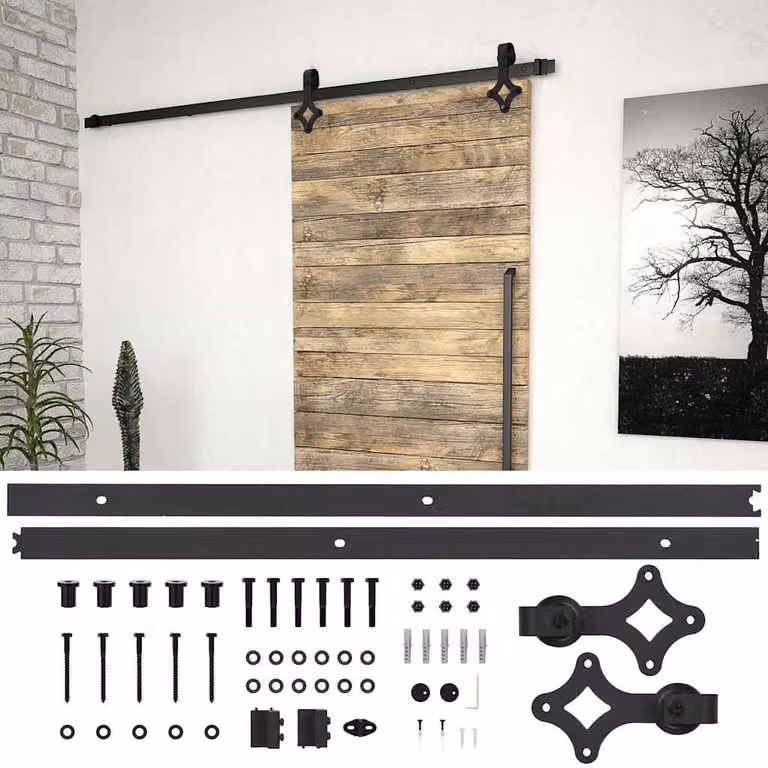 Kit di binari per porte scorrevoli vidaXL SKIEN in acciaio inossidabile nero opaco, lunghezza 200 cm