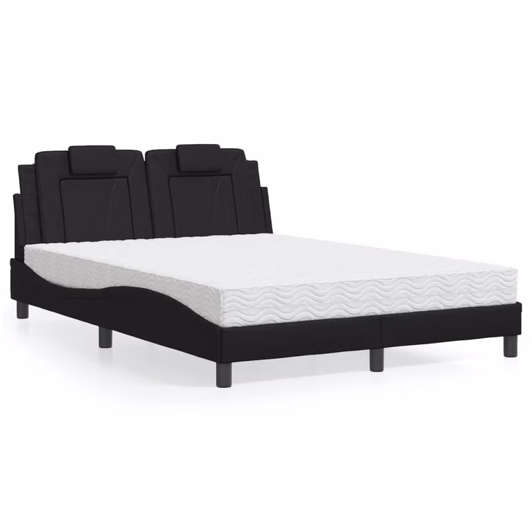 Letto Viana vidaXL con materasso in similpelle nero, L/P/H: 140 x 190 x 208 cm