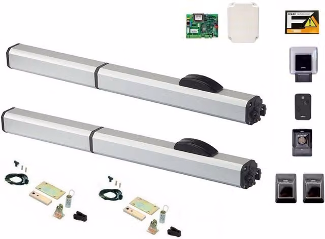 Kit cancello battente automatico FAAC 400 SBS 230V per 2 ante fino a 7 metri, colore argento, modello 104203