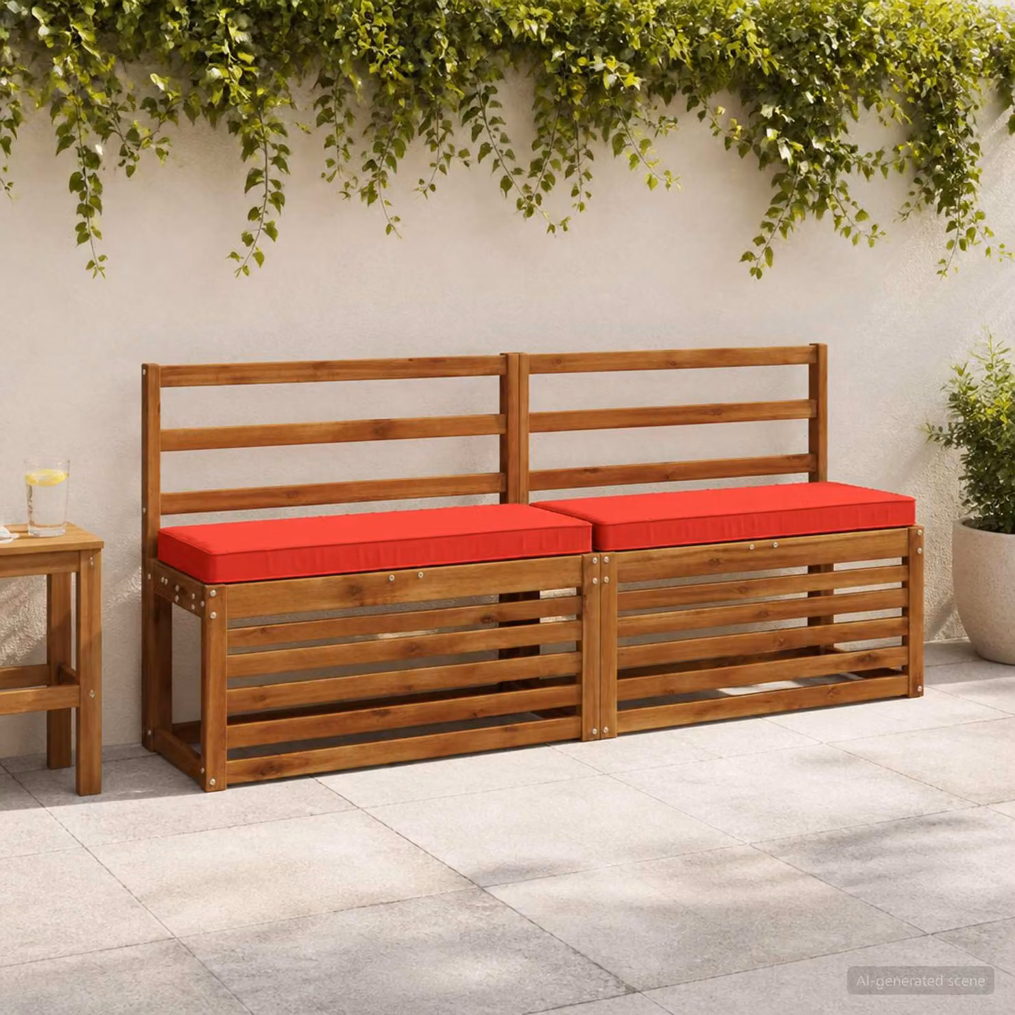Cuscino per panchina vidaXL rosso in poliestere con rivestimento rimovibile e lavabile