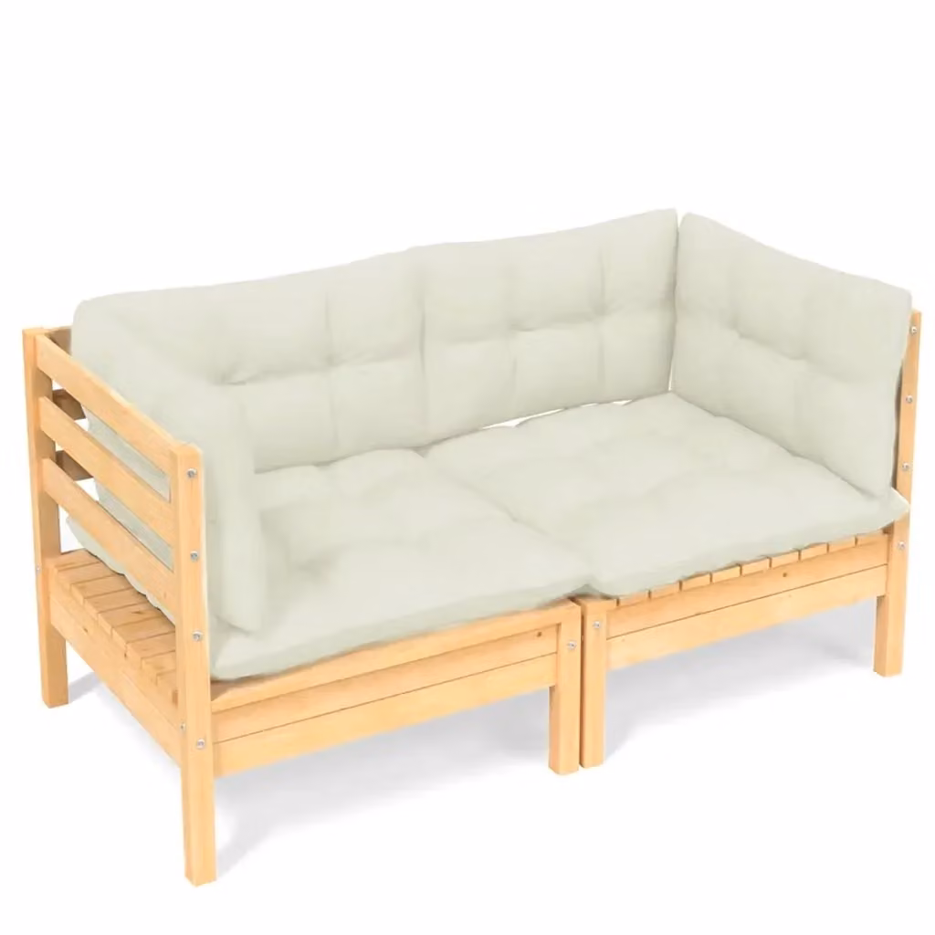 Divano da Giardino a L con Cuscini Beige in Legno Massello di Pino vidaXL – 2