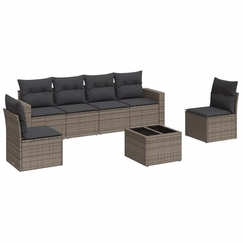 Set di divani da giardino vidaXL in 7 pezzi con cuscini grigi in polyrattan e struttura in metallo – 2