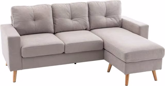 Divano angolare 3 posti ¨C zephmum ¨C Tessuto lino chiaro grigio 193x136x85