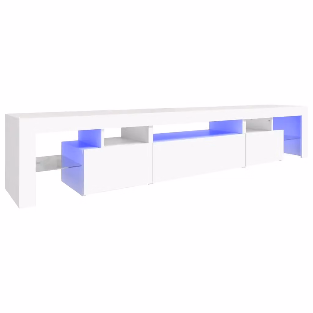 Mobile Porta TV Moderno vidaXL in Legno Bianco con Luci LED Integrate L: 215 cm, P: 36,5 cm, H: 40 cm – 2