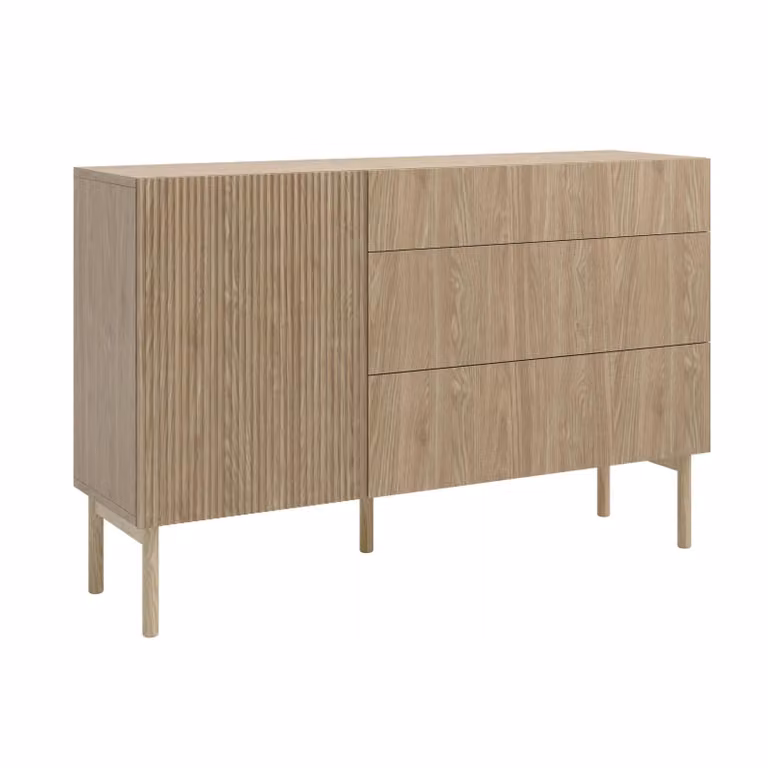 Selsey Nolie - Credenza con 3 cassetti, effetto rovere, 140 cm