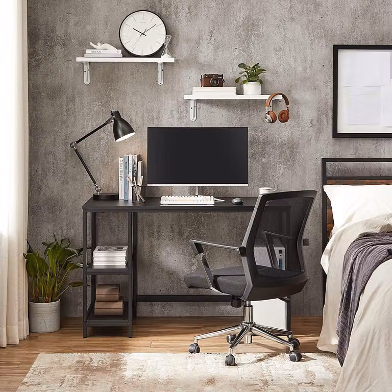 Scrivania con spazio contenitore – Stile industriale – Nero – 120 x 60 x 75 cm