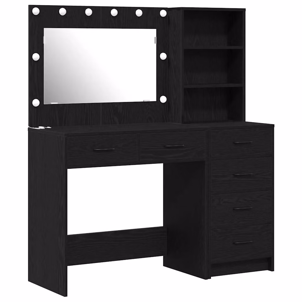 Set di 2 Tavoli da Trucco Moderni vidaXL in MDF Laminato Nero Opaco L: 78.5 cm, P: 41 cm, H: 135 cm – 2
