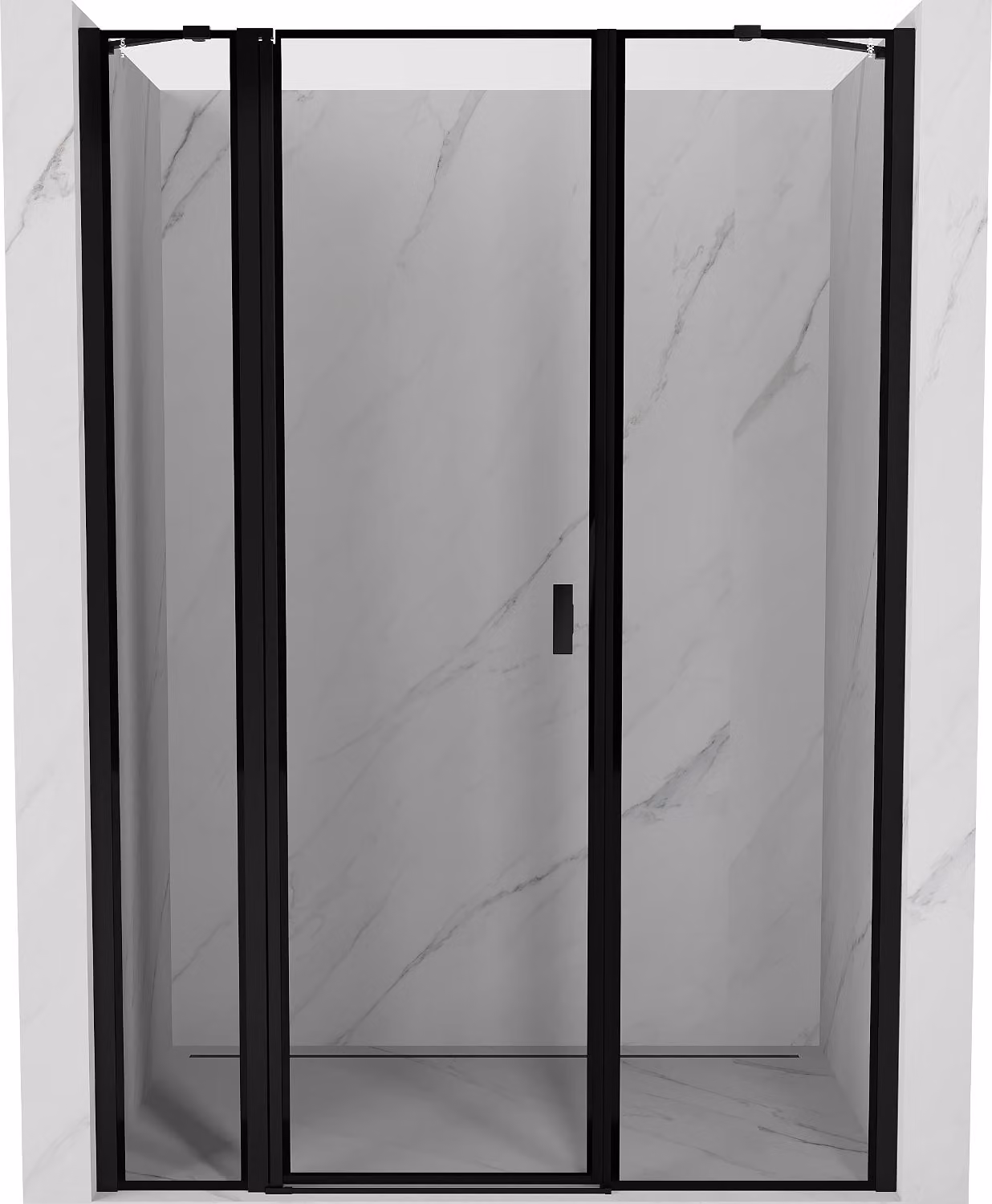 Mexen Mist porta doccia a battente sinistra 160 cm, cornice nera, nero - 8A4-160-001-70-70-L