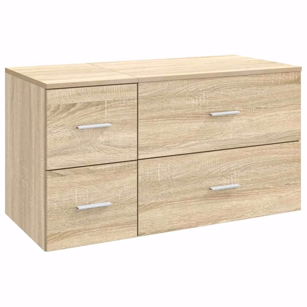 Set di mobili per il bagno moderno vidaXL composto da mobile lavabo e pensile in legno marrone e beige L/P/H: 62,5 x 44,5 x 50,0 cm