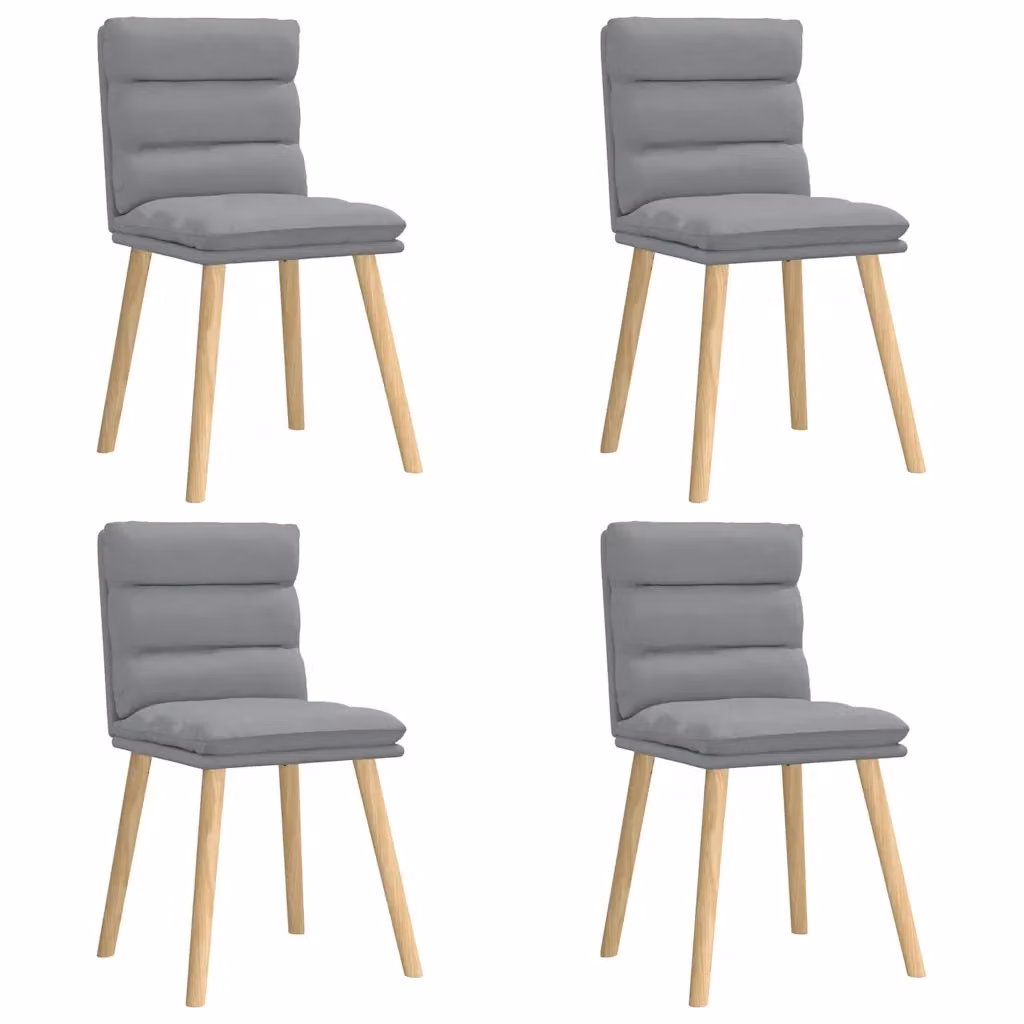Set di 4 sedie da pranzo vidaXL in tessuto grigio con struttura in legno e metallo per cucina e soggiorno – 2