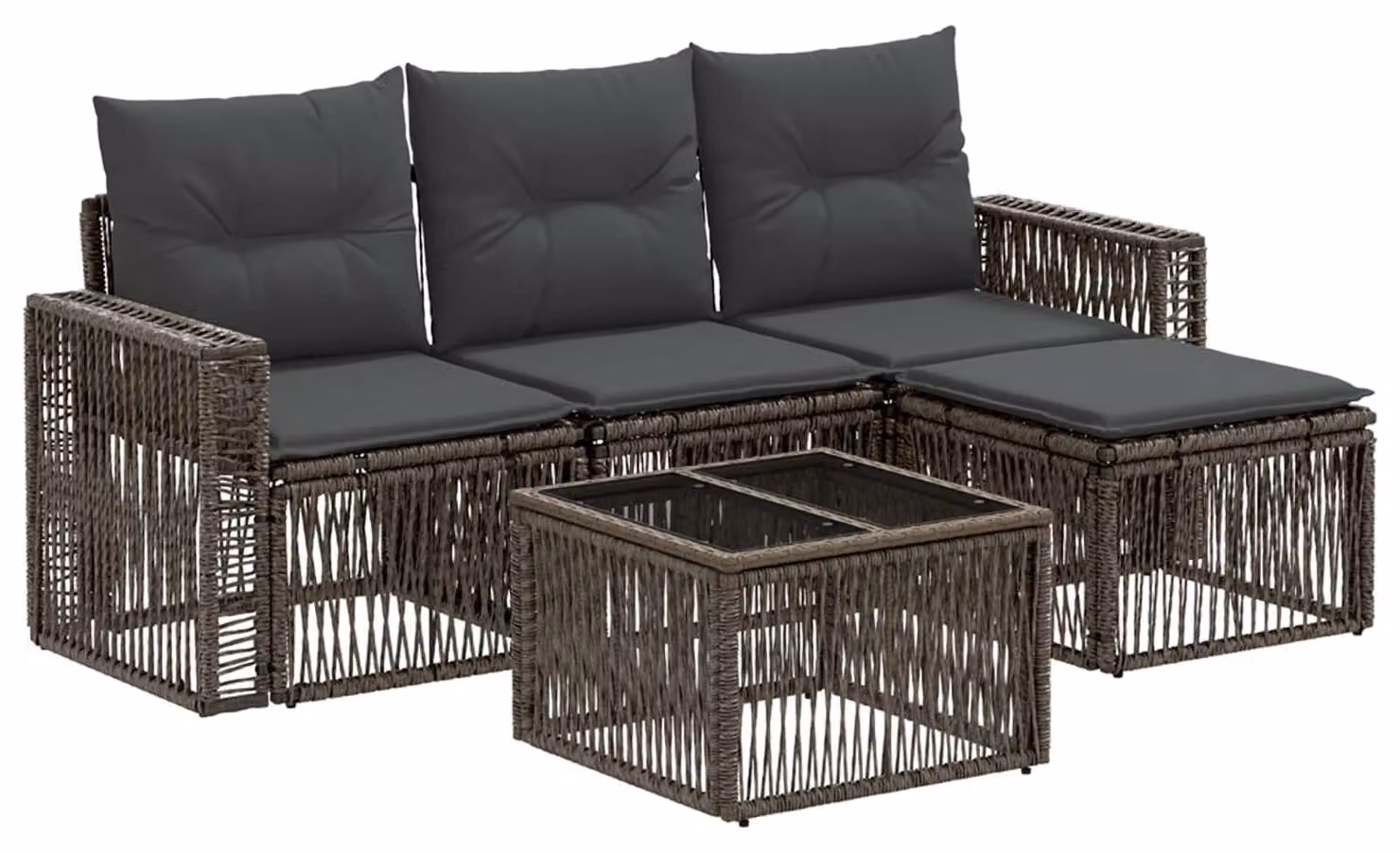 Set Divano da Giardino 5 pcs Grigio e Grigio Scuro polyrattan