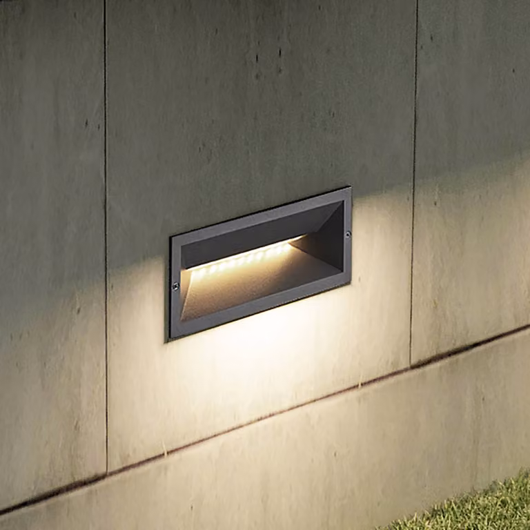 Lucande Applique a LED da incasso Jaano, antracite, alluminio, IP65 Jaano, Nero, Alluminio, Moderno, Applique da esterni