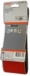 Set di 3 nastri abrasivi Bosch per levigatrice, colore rosso, grana P150, dimensioni 75 x 457 mm
