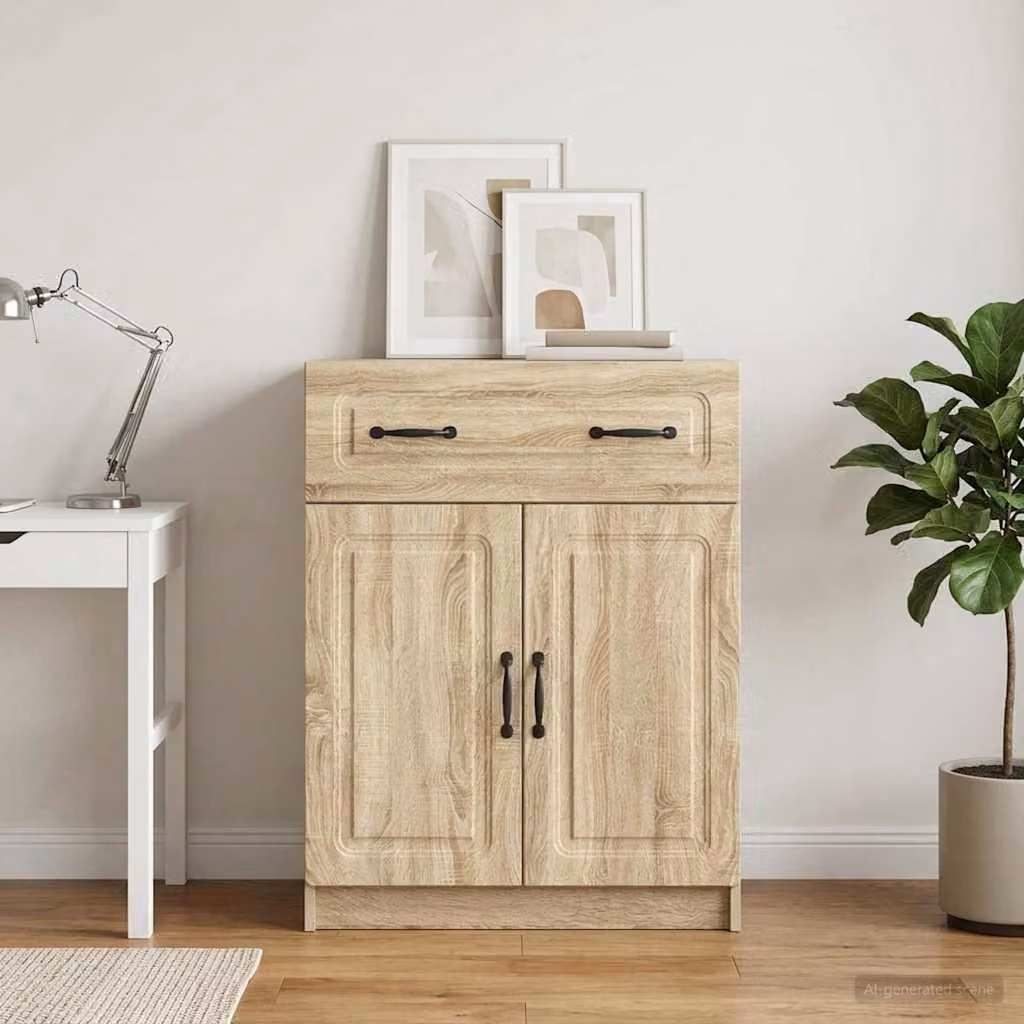Credenza moderna vidaXL in legno ingegnerizzato color Rovere Sonoma, L: 66 cm, P: 34,5 cm, H: 87 cm