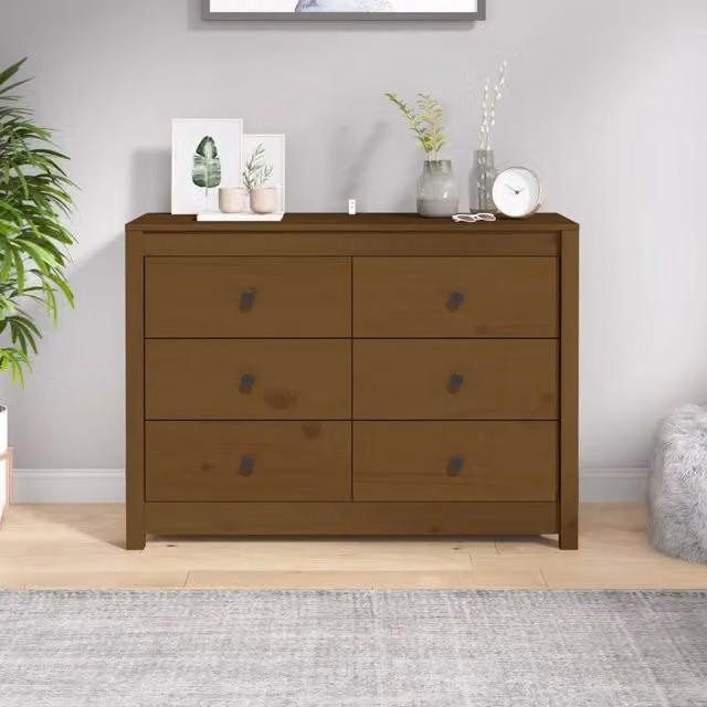 Armadietto da parete vidaXL in legno di pino rustico marrone con cassetti e ante L/P/H: 100 x 40 x 72 cm – 1
