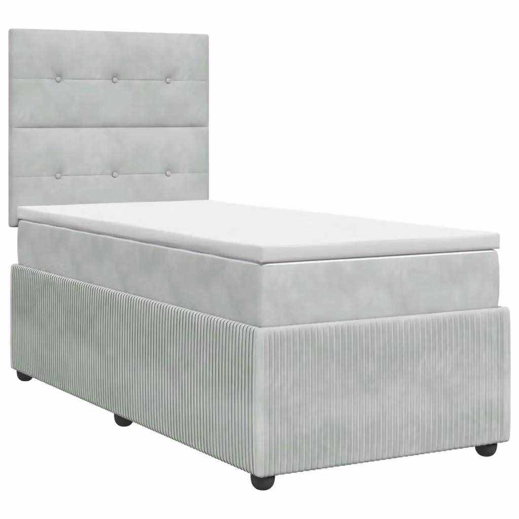 Letto box spring con materasso ibrido vidaXL in tessuto grigio chiaro L: 80 cm, P: 200 cm – 2