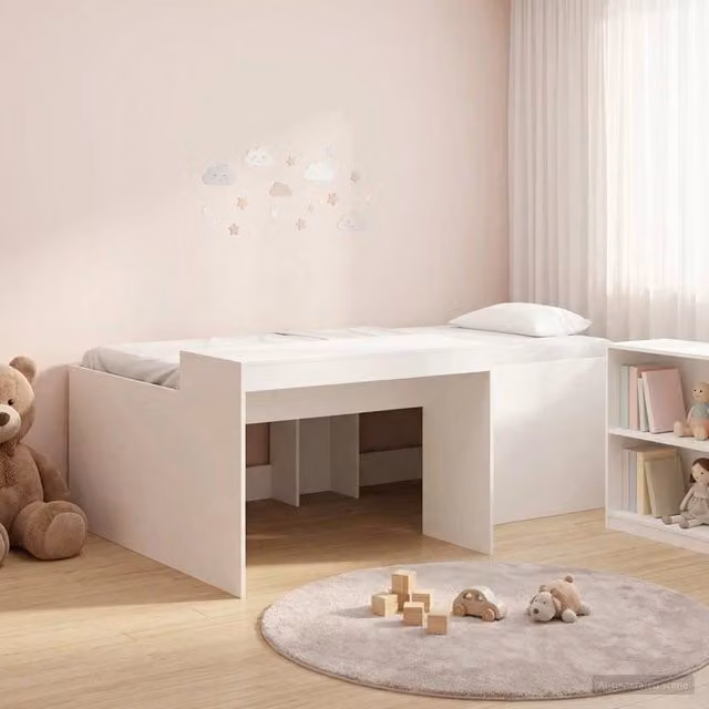Letto alto per bambini con scrivania Bianco 80 x 200 cm 3422643