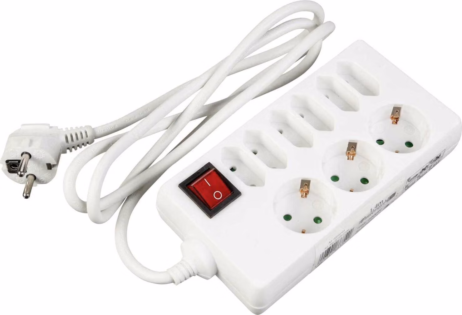 Presa da tavolo REV a 9 vie 1,4 m con interruttore bianco