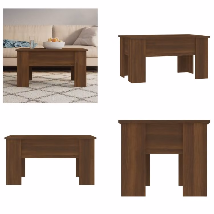 vidaXL Tavolino da caffè marrone effetto quercia 79x49x41 cm materiale a base di legno - Tavolino da caffè - Tavolini da caffè regolabili in altezza - Tavolino laterale