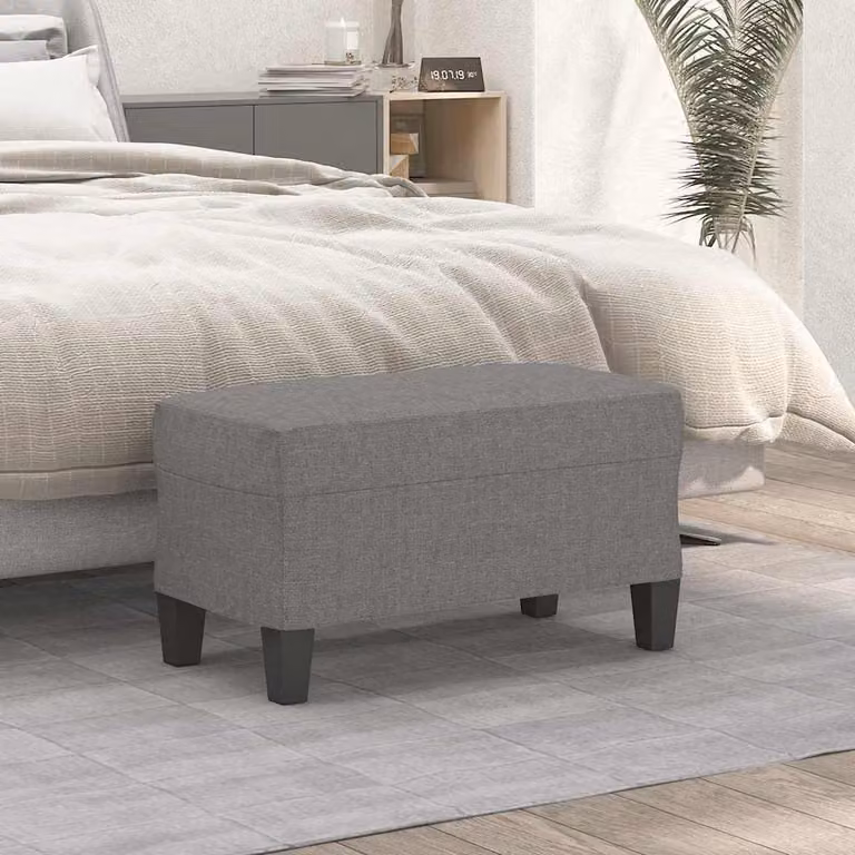 Panca moderna vidaXL in tessuto grigio con struttura in legno L: 70 cm, P: 35 cm, H: 41 cm