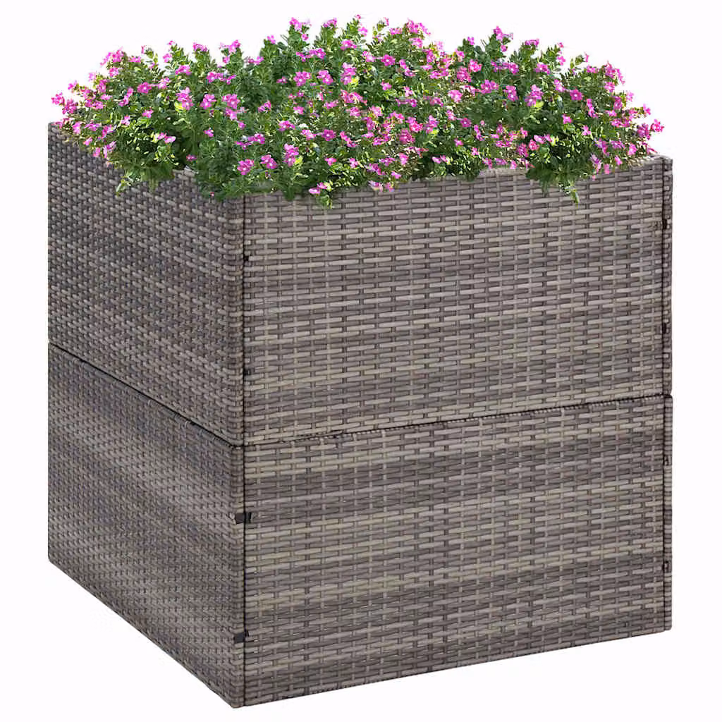 Fioriera da giardino vidaXL in polyrattan grigia L: 80 cm, P: 80 cm, H: 80 cm