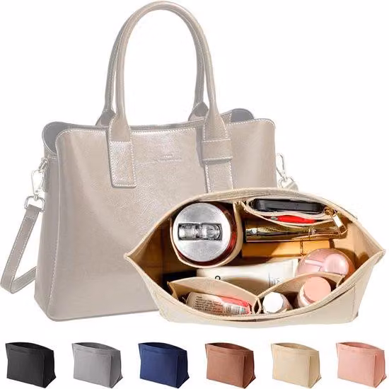 Borsa shopper beige con scomparti multipli, misura media