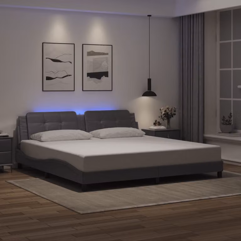 vidaXL Giroletto Zadar Grigio con LED e porta USB senza materasso 200x200 cm