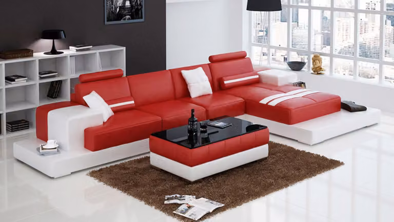 Ledersofa Couch Wohnlandschaft Ecksofa Eck Garnitur Design Modern Sofa L6004C