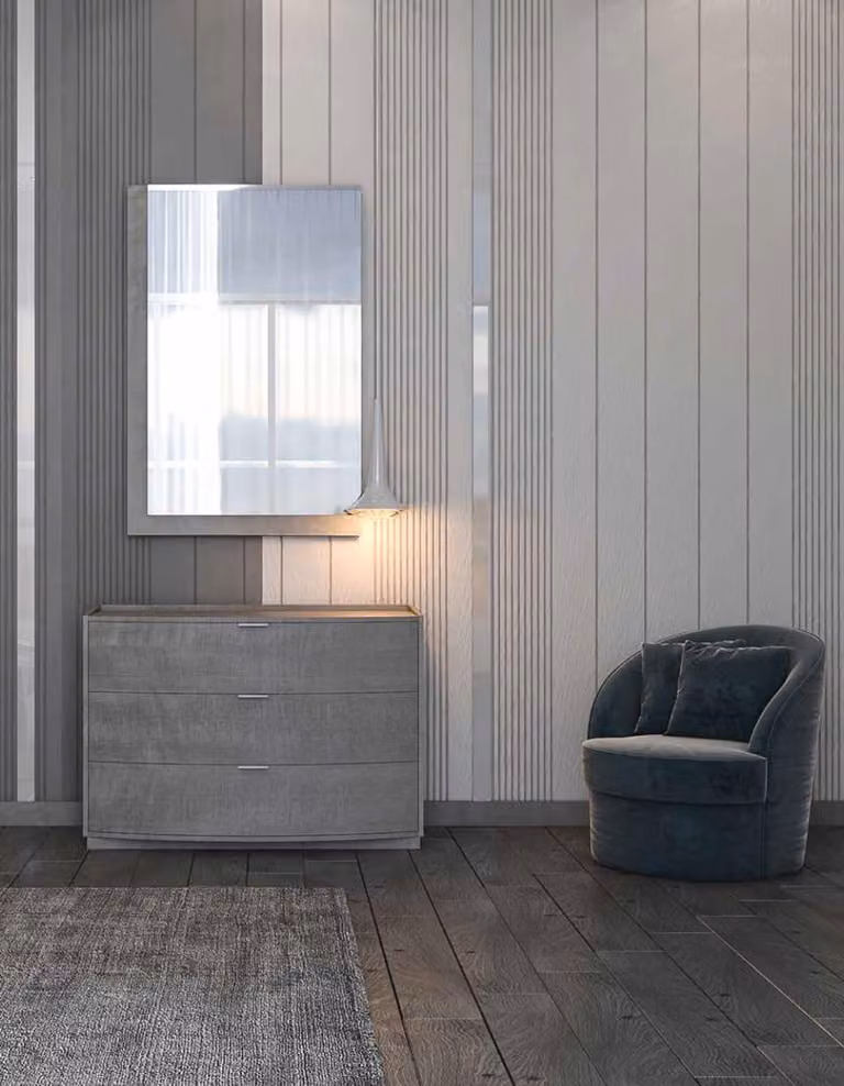 Kommode mit Spiegel Anrichte Sideboards Holz Schrank Möbel Kommoden Grau