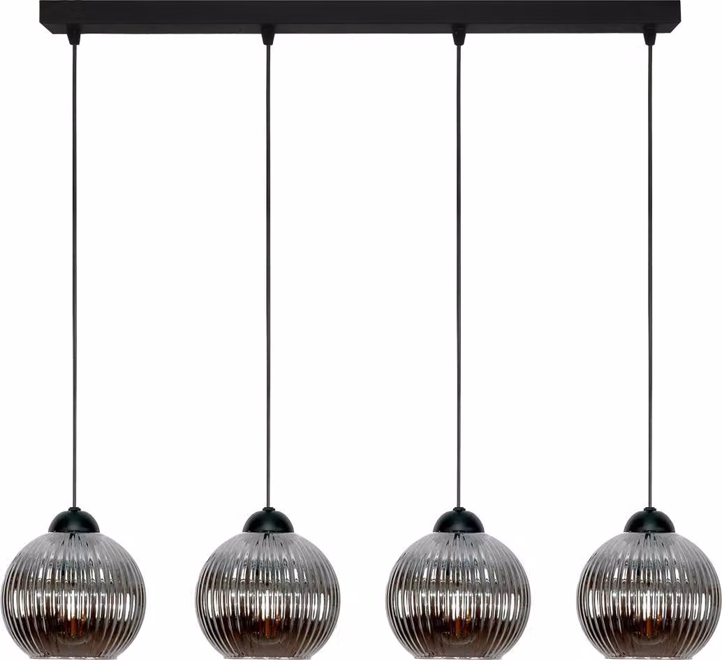 Lampadario A Sospensione Nero, Paralume In Vetro Di Grafite Sfera 15-051