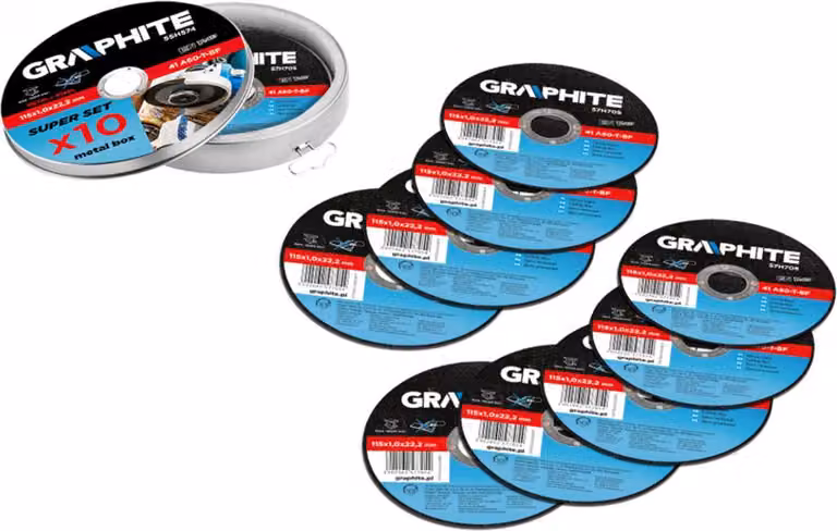 GRAPHITE Disco da taglio per metallo 125 x 1,0 x 22,2 mm, 41 A60-T-BF, 10 pz.
