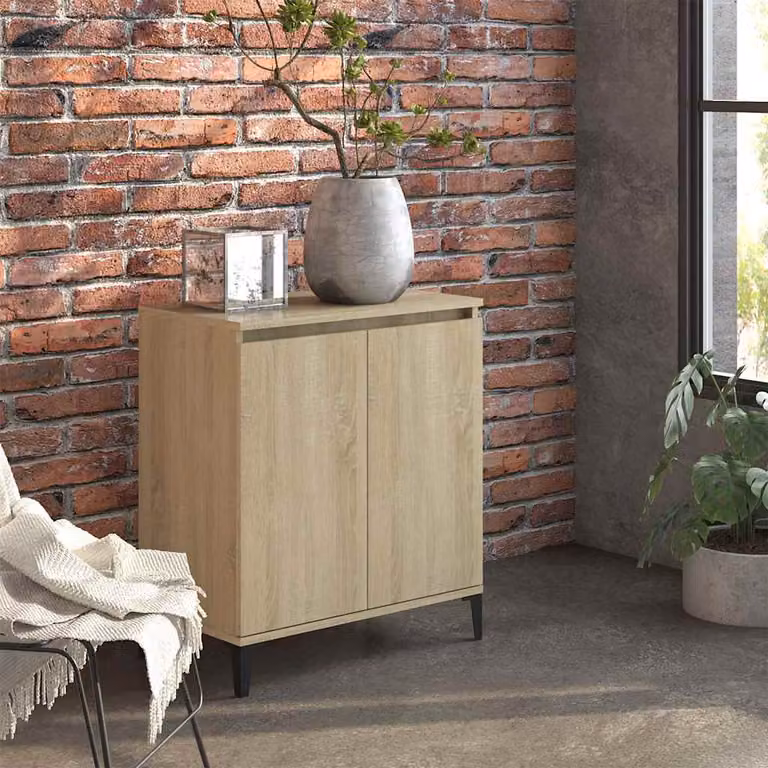 Credenza in stile industrial vidaXL in legno e metallo, colore rovere Sonoma, L 60 cm x P 35 cm x H 70 cm
