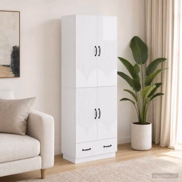 Set di armadi 2 pz Bianco Lucido Legno ingegnerizzato 3416776