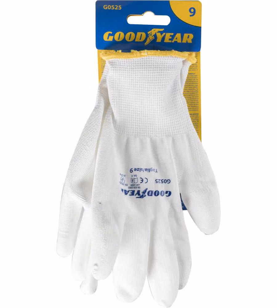 Guanti in poliestere e poliuretano mod.G0525 taglia 9 bianco Lavoro
