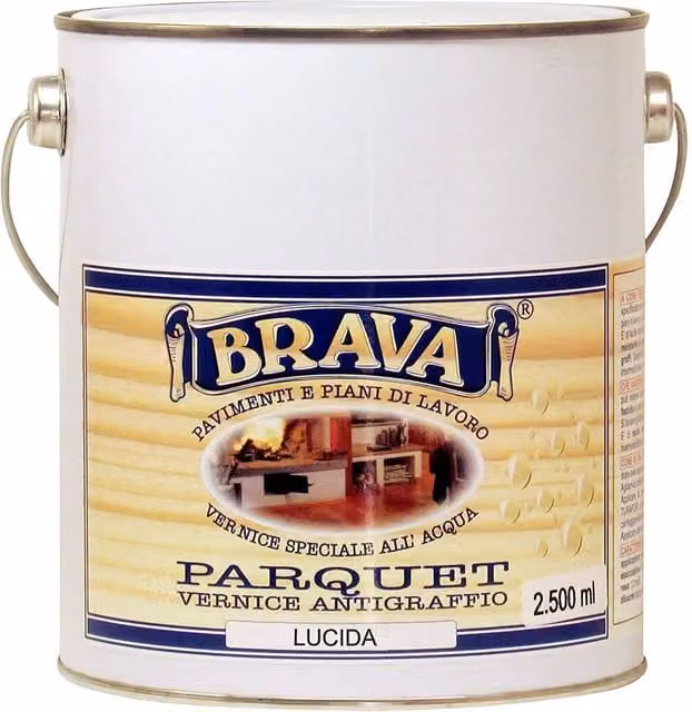 Vernice parquet trasparente lucida all'acqua litri 2,5 brava