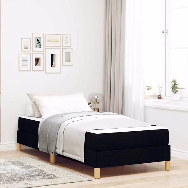 Letto a molle con materasso vidaXL in tessuto nero L/P: 90 x 200 cm – 1