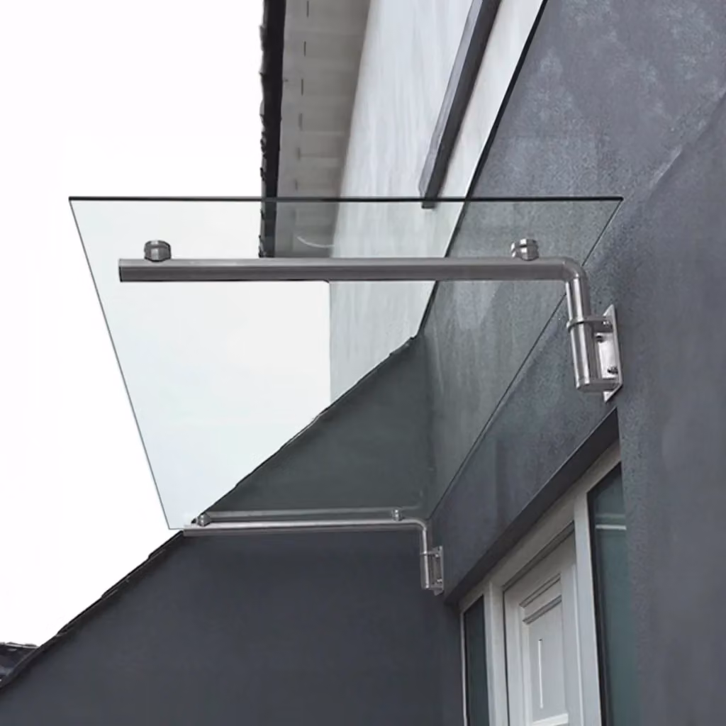 Pensilina in vetro trasparente con staffe in acciaio inox per porta d'ingresso Monster Shop L: 120 cm, P: 80 cm – 2