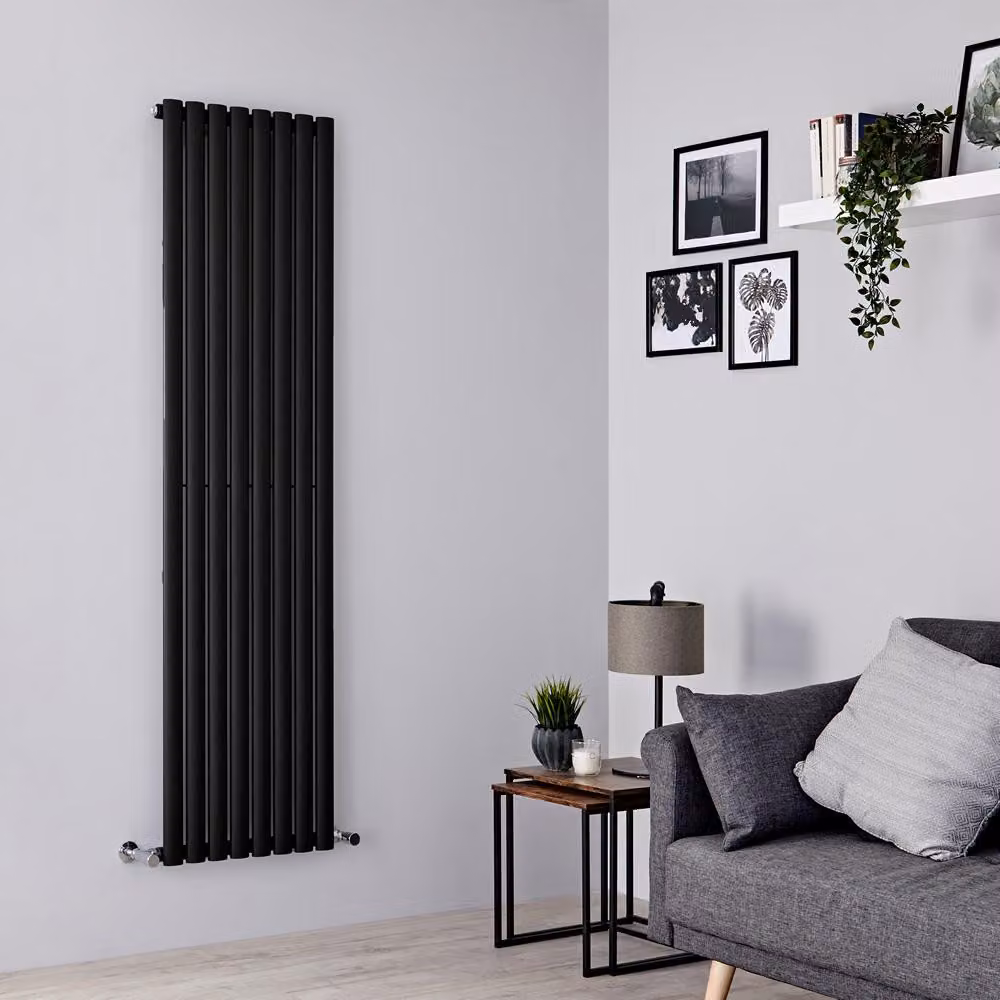 Radiatore Verticale Nero Opaco 940W 1780x472mm - Alta Resa - Design Moderno - Revive