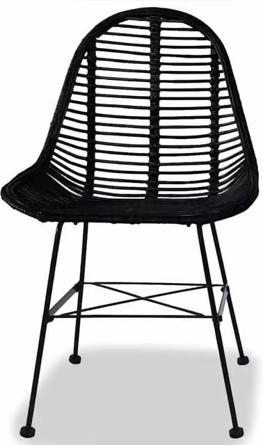 Sedie da Pranzo 4 pz Nere in Rattan Naturale 244572