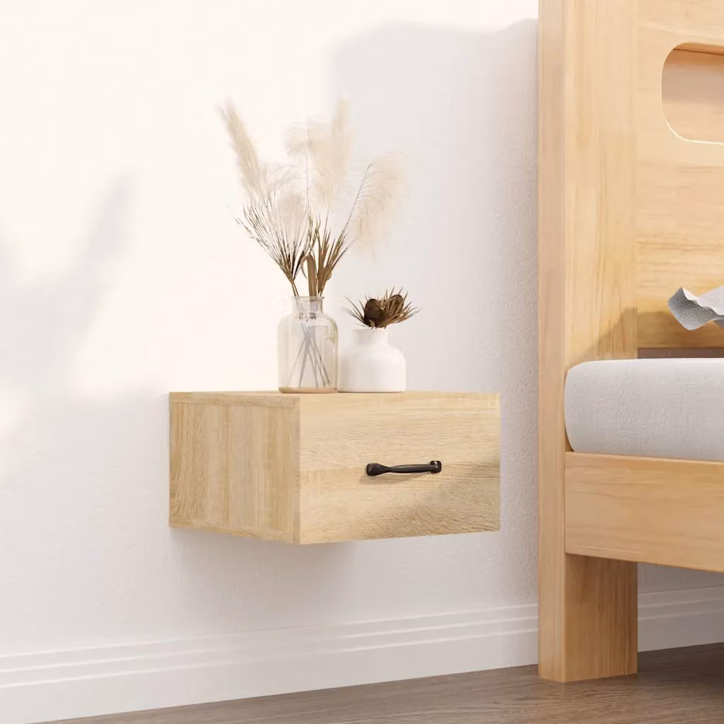 Comodino a muro vidaXL in Rovere Sonoma, L 35 x P 35 x H 20 cm