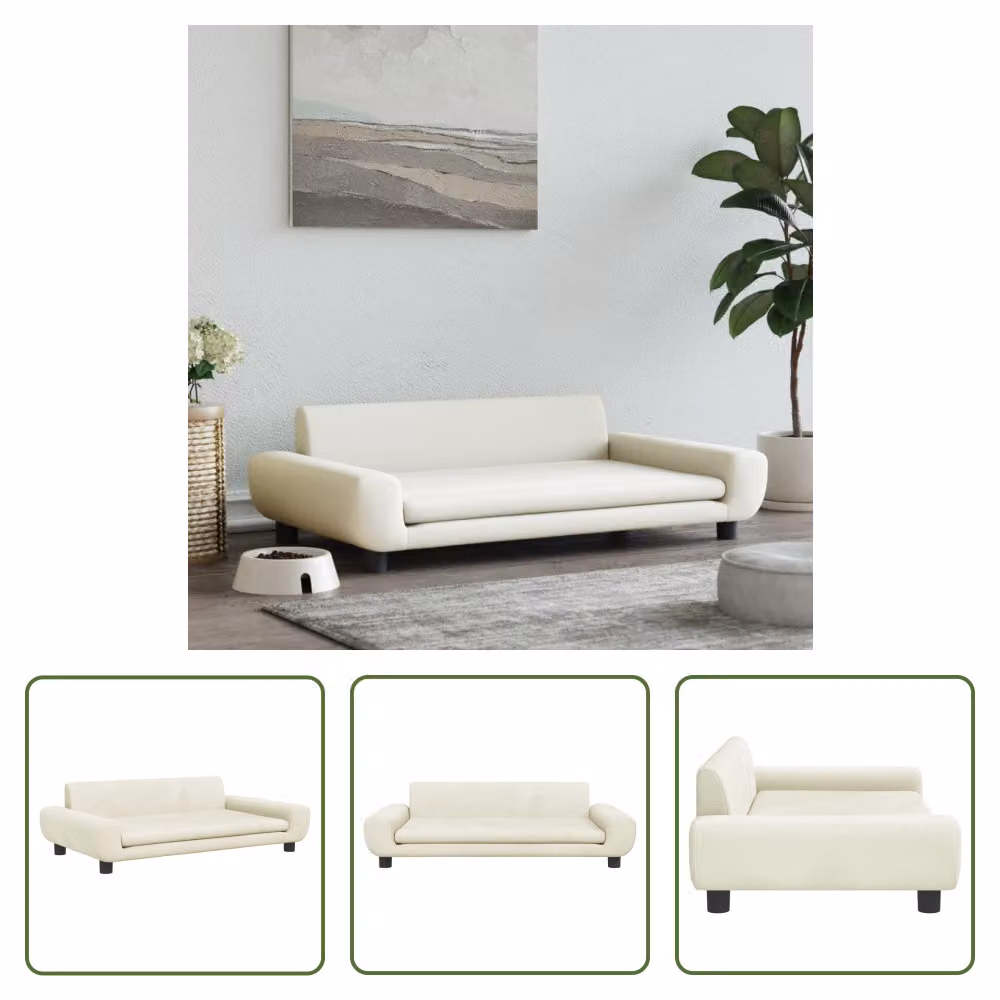The Living Store Letto per cani Crema 100x54x33 cm in velluto