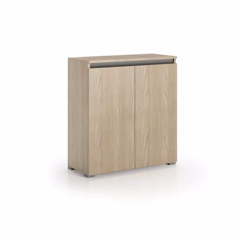 Scarpiera Astrina DMORA con 3 ripiani e ante a battente, Marrone e Beige, L: 80 cm, P: 37 cm, H: 102 cm – 2