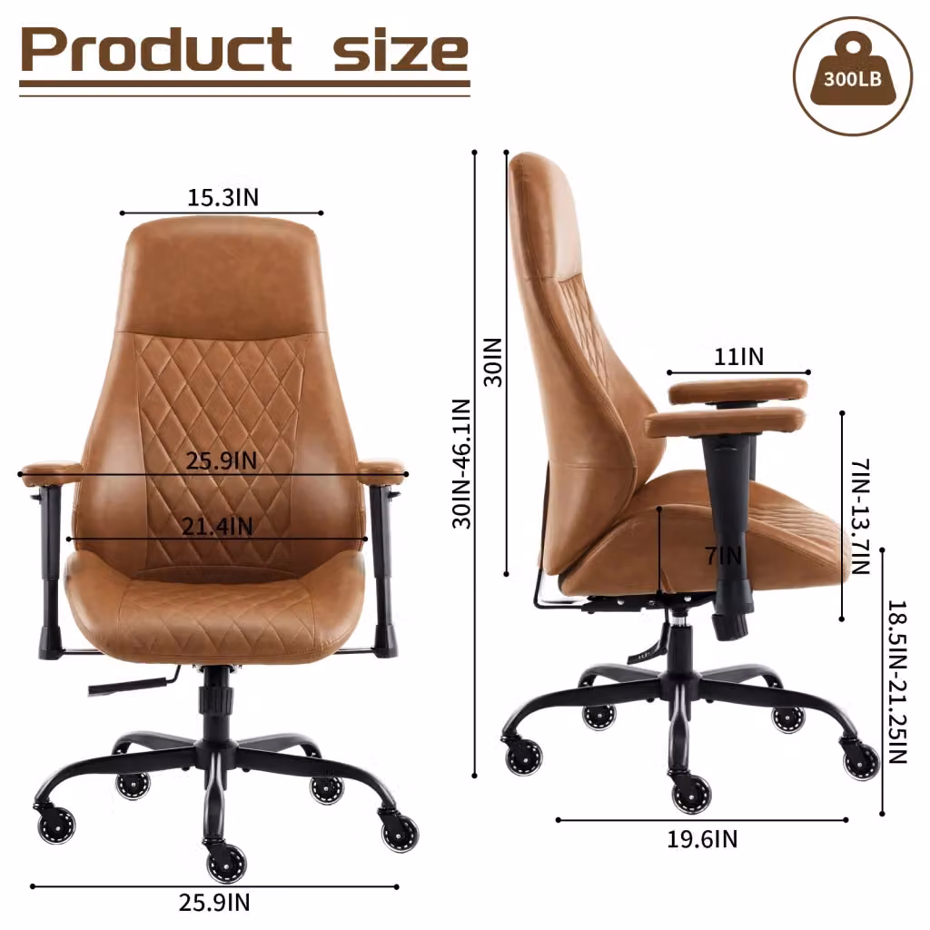 Sedia da ufficio Minimal Marrone in ecopelle con schienale alto e altezza regolabile – 2