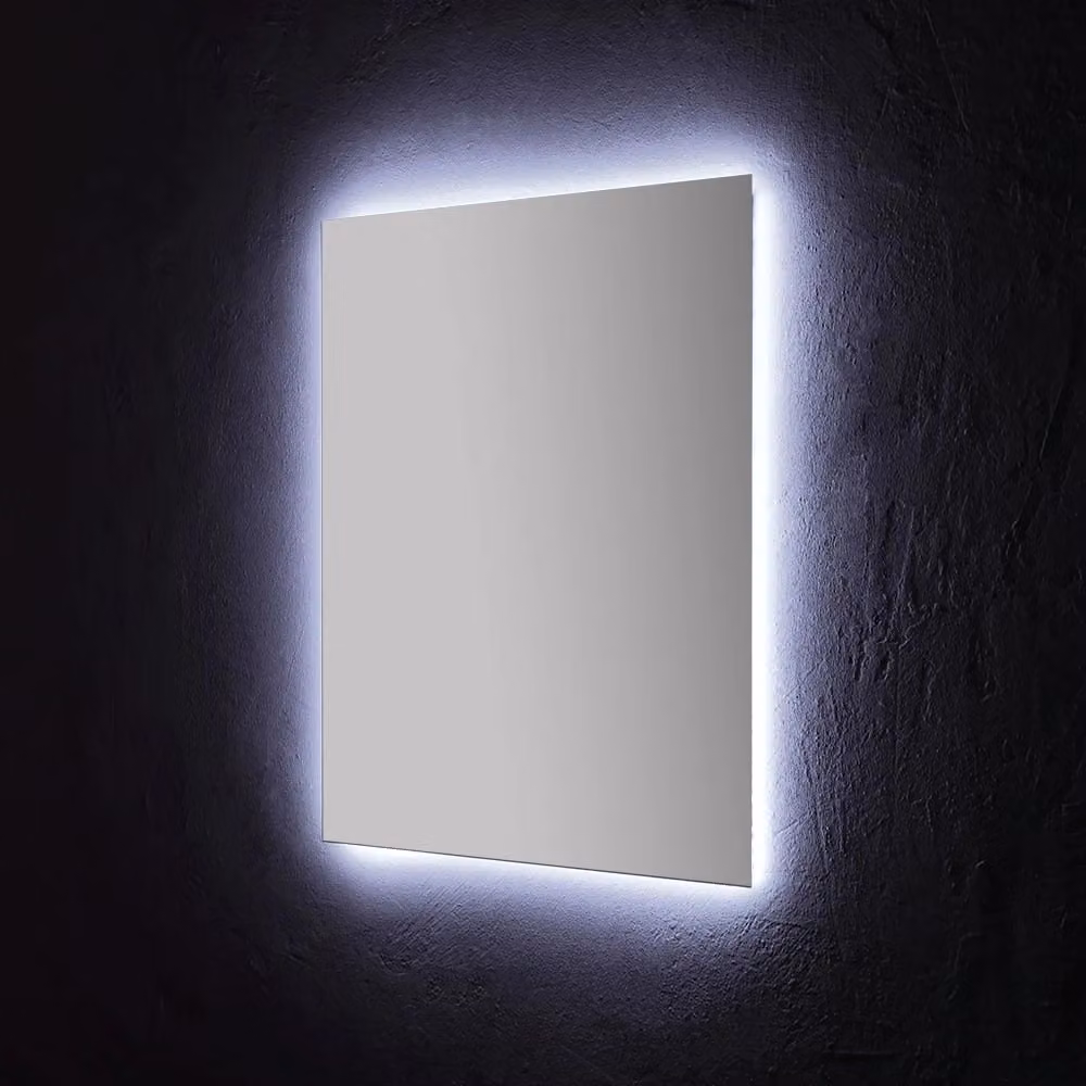 Specchio da bagno moderno IPERBRIKO rettangolare in vetro grigio con retroilluminazione LED L: 80 cm, H: 70 cm – 2