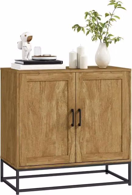 Tavolo da soggiorno Minimal in legno e metallo, marrone e nero, L 80 cm x P 40 cm x H 78 cm