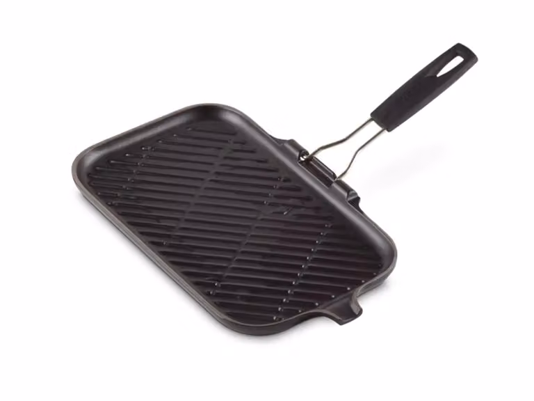 Bistecchiera Rettangolare 36 cm in Ghisa Vetrificata con Manico in Silicone - Nero Matt