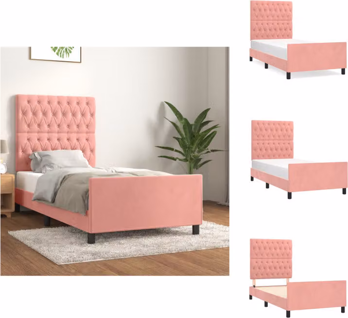 vidaXL Letto con testiera in velluto rosa 90x200 cm - Letti & Reti